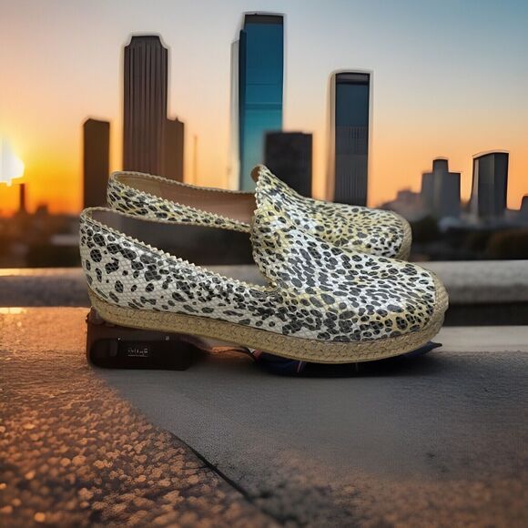 Stuart Weitzman Espadrilles Leopard Cheetah Print Flats Platform Shoes Size 7 M - Picture 2 of 10